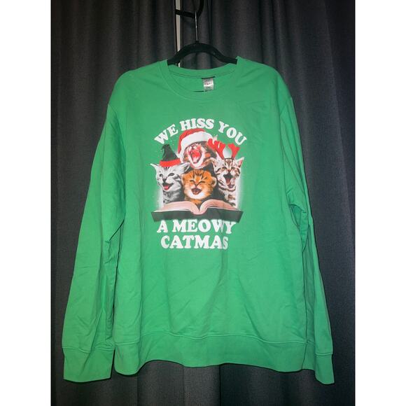 Ugly Christmas Sweater Sweaters - Ugly Christmas Sweater Xmas Sweatshirt Crewneck Size 2XL Cat